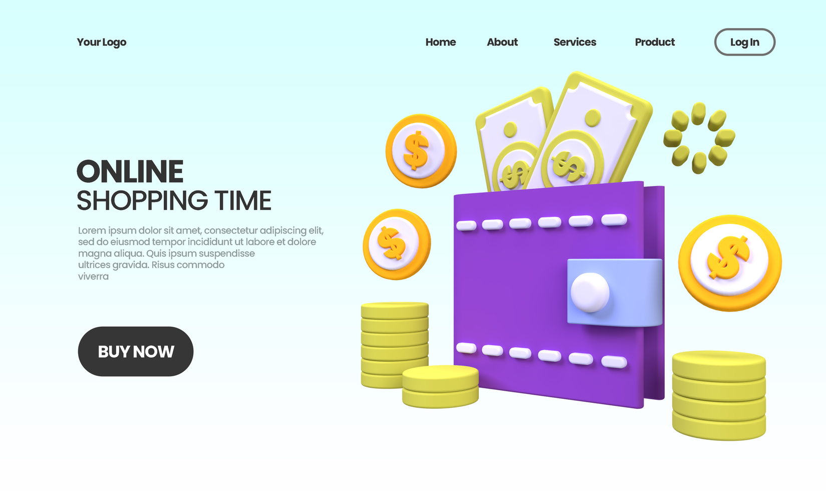 Online Shopping concept illustration Landing page template for business idea concept background psd