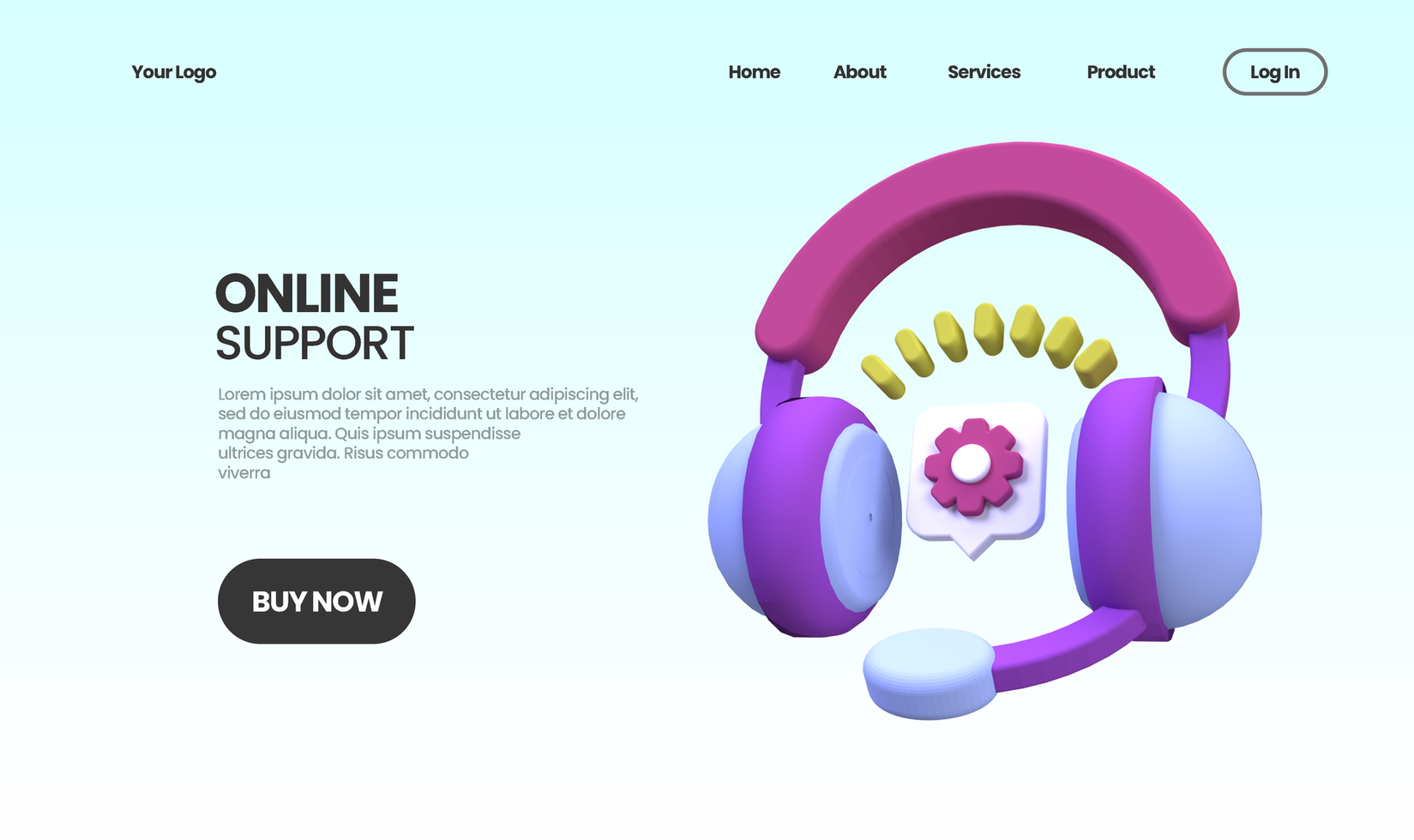 Online Support operator illustration Landing page template for business idea concept background psd