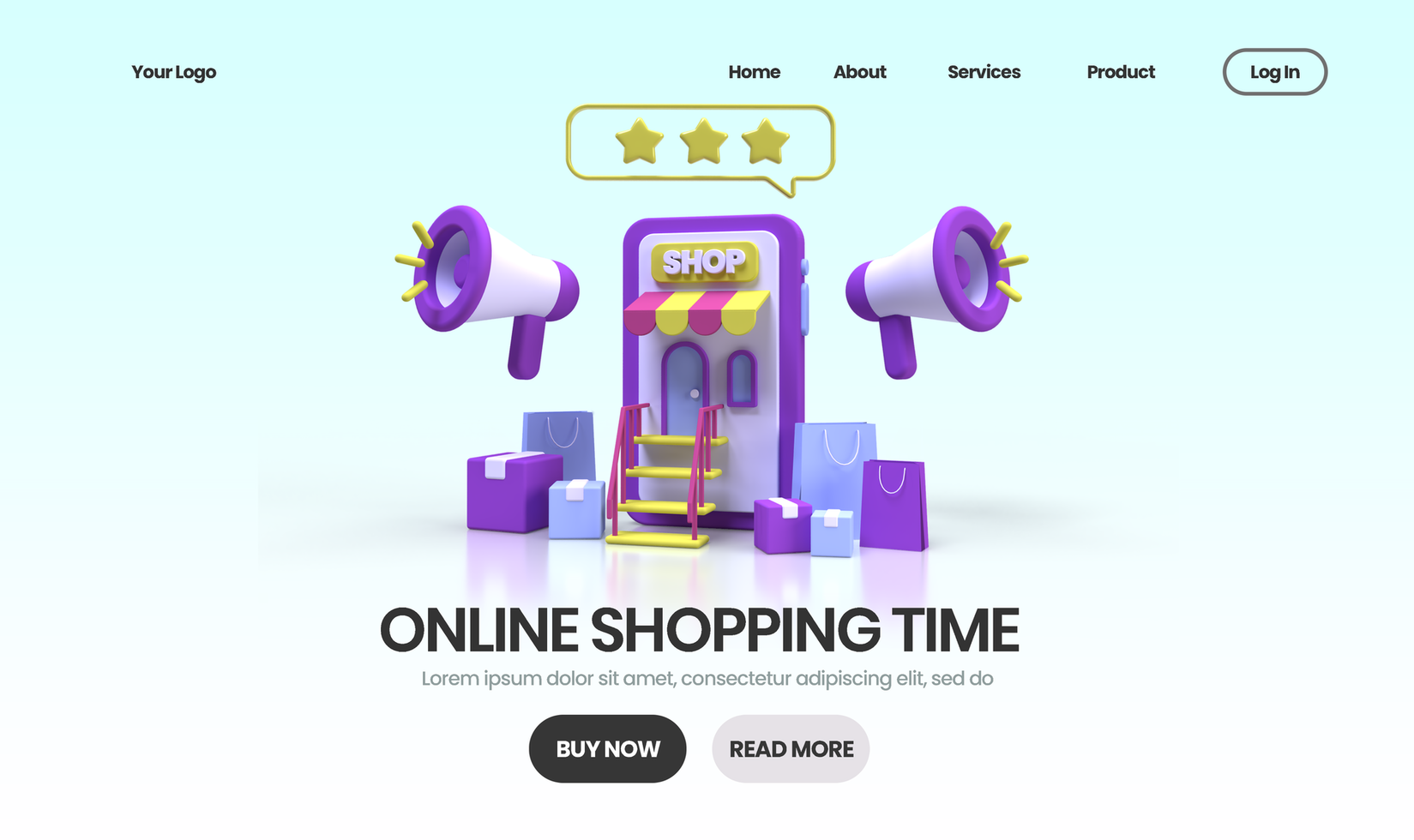 Online Shopping concept illustration Landing page template for business idea concept background psd