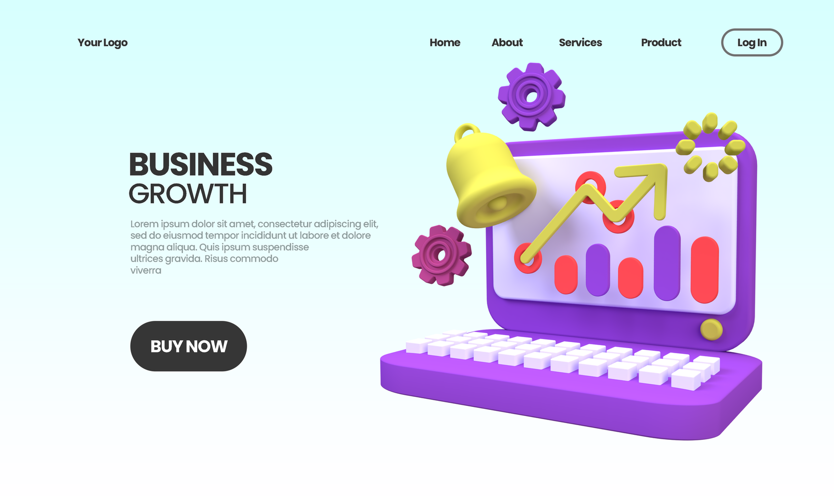 business growth concept illustration Landing page template for business idea concept background psd