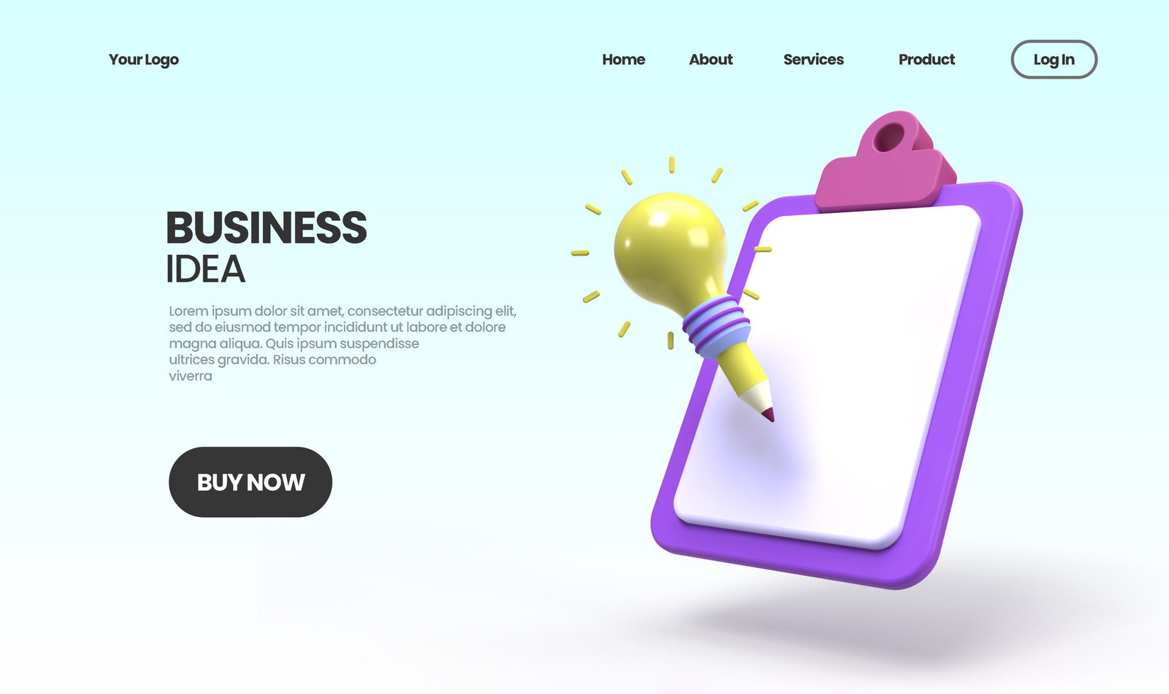 business idea concept illustration Landing page template for business idea concept background psd