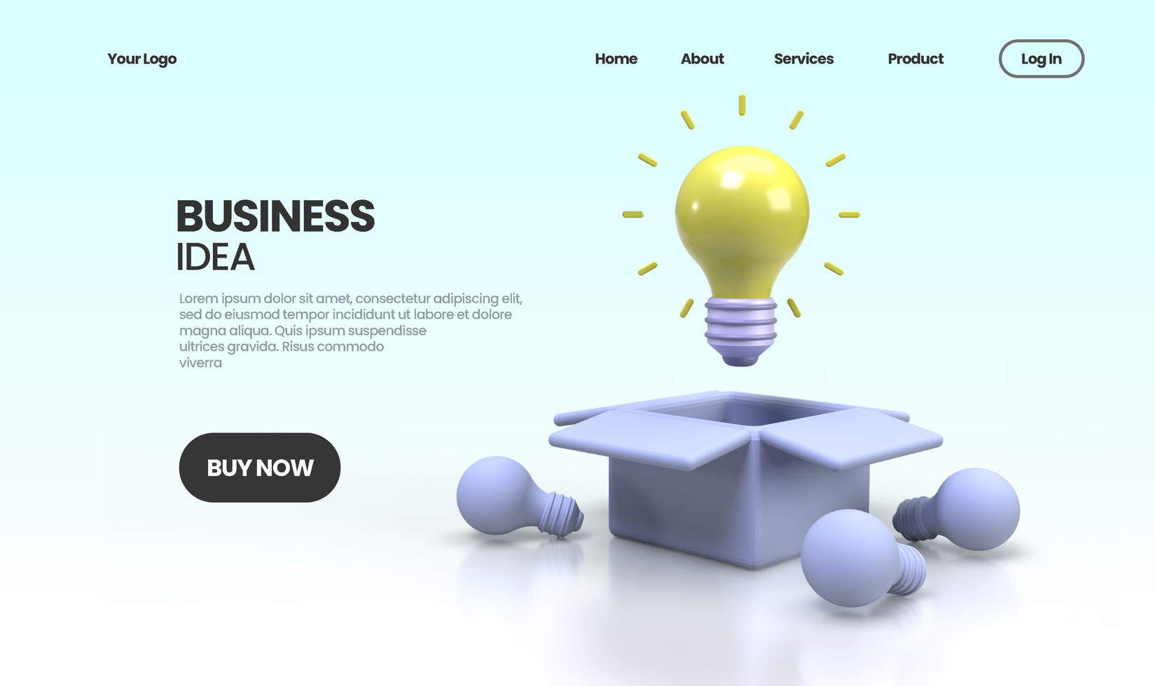 business idea concept illustration Landing page template for business idea concept background psd