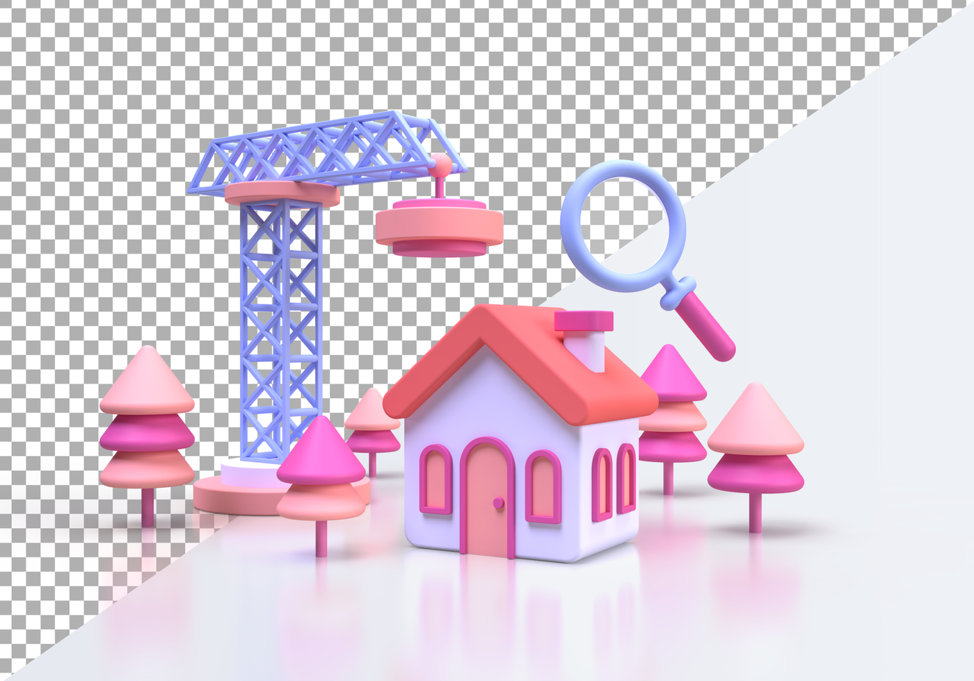 house with giant magnifier real estate concept illustration Landing page template for business idea concept background psd