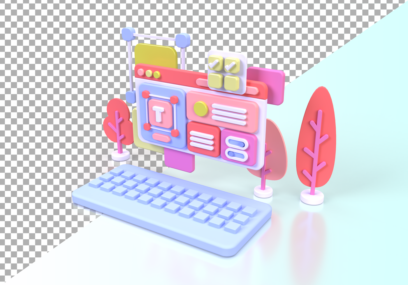 Web development for UI UX design concept illustration Landing page template business idea background psd