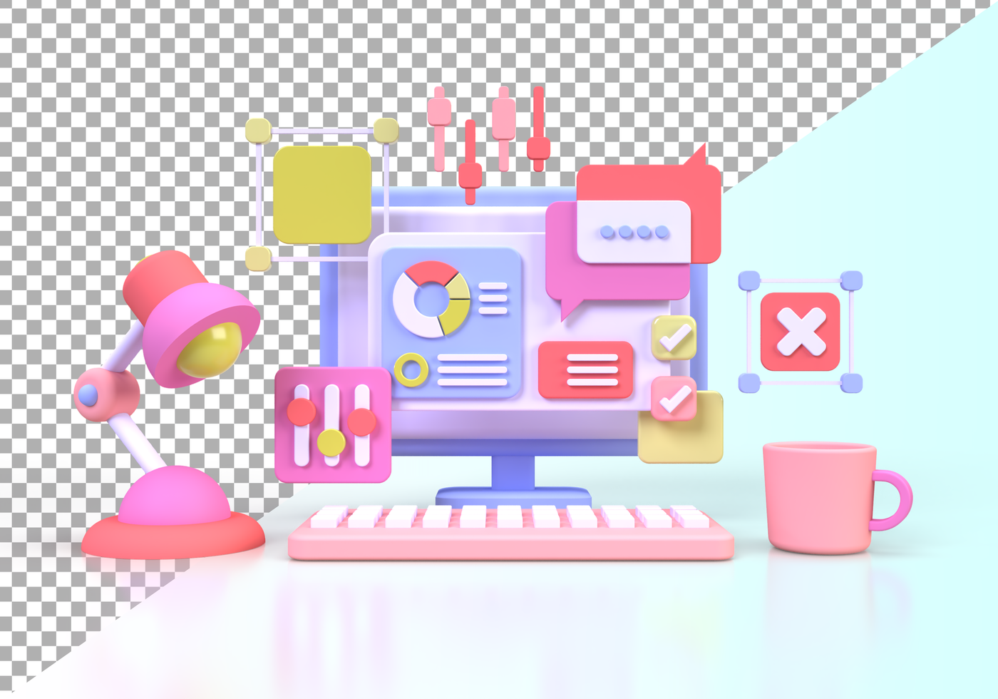 Web development for UI UX design concept illustration Landing page template business idea background psd