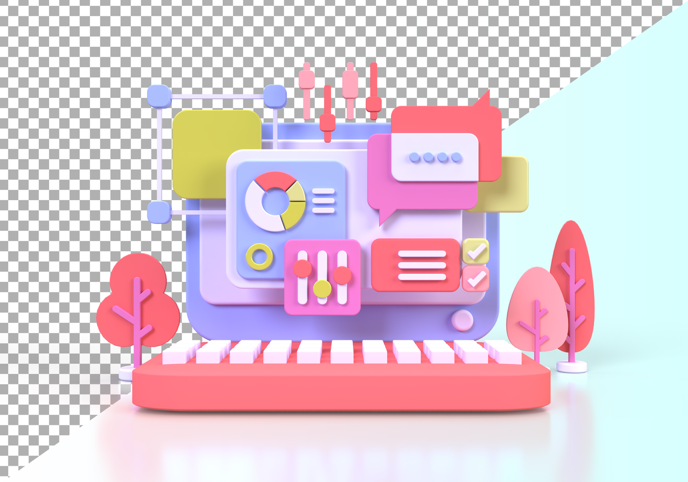 Web development for UI UX design concept illustration Landing page template business idea background psd