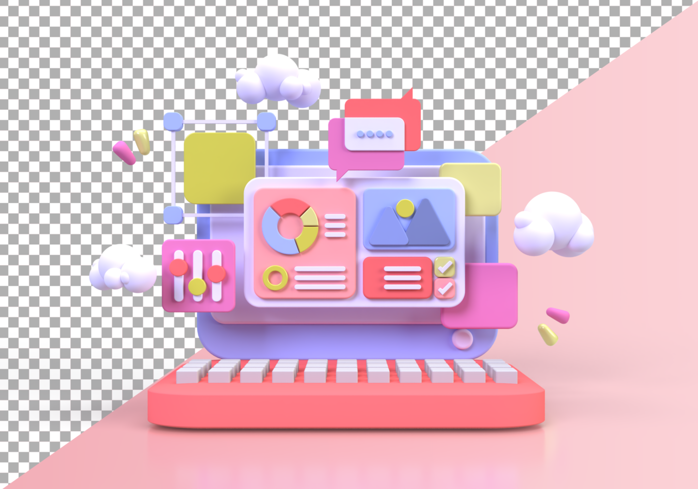 Web development for UI UX design concept illustration Landing page template business idea background psd