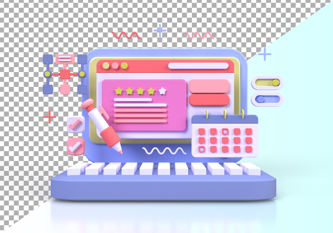Web development for UI UX design concept illustration Landing page template business idea background psd