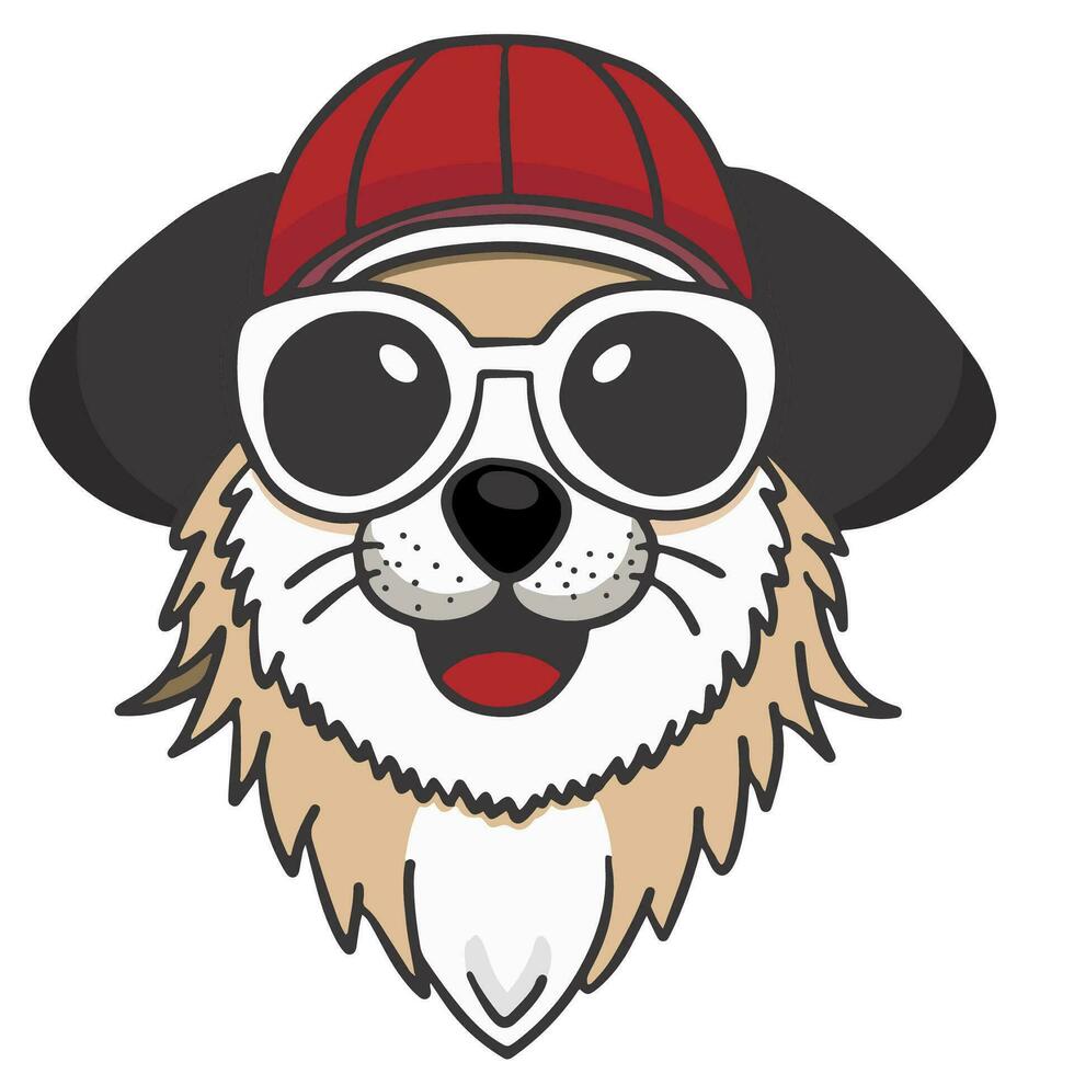 cute dog portrait in hiphop style. Vector flat cartoon style.