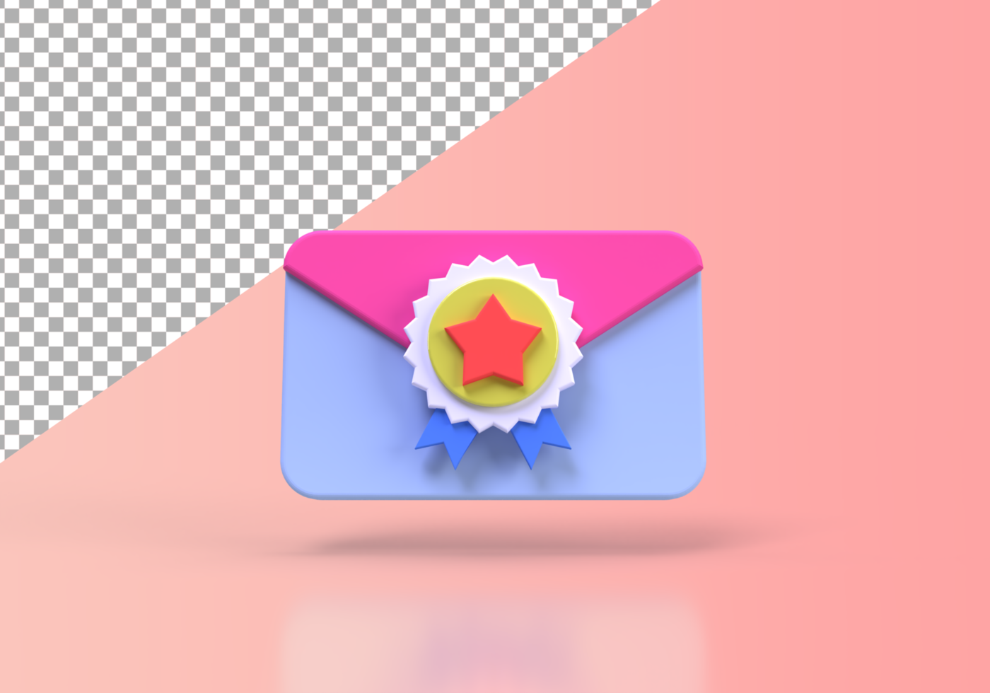 medal with envelope or letter concept illustration Landing page template for background psd