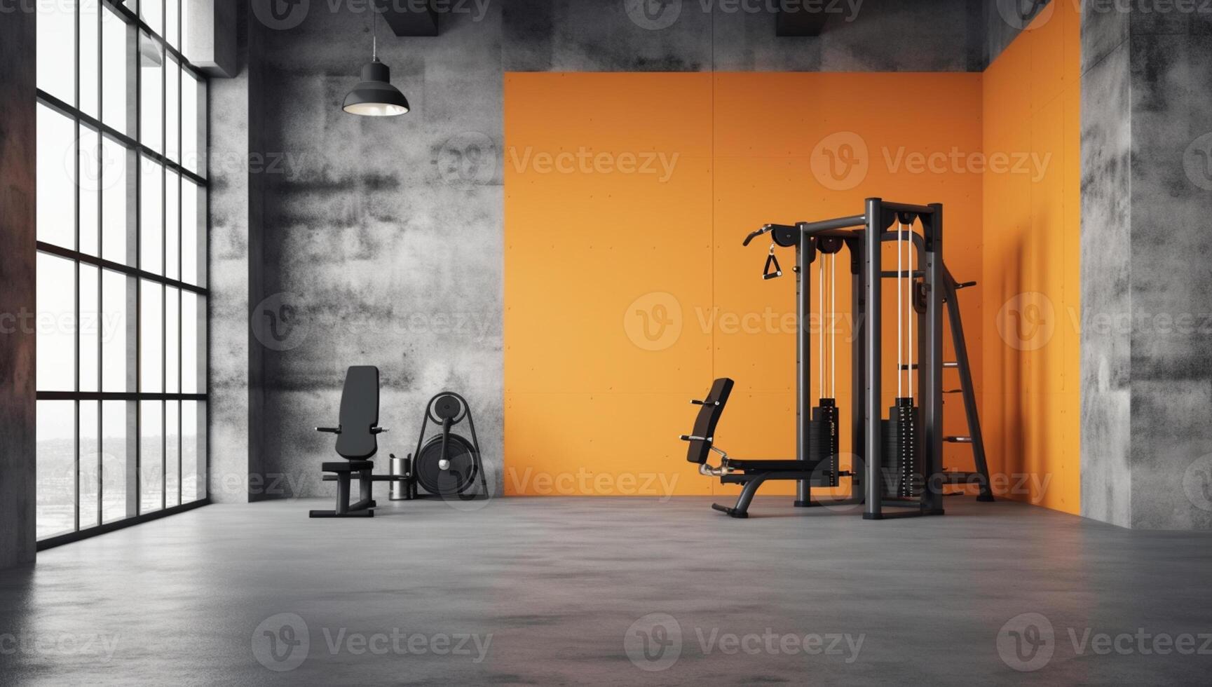 Fitness room in a minimalist style with photo