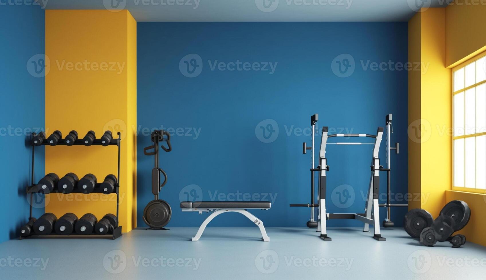 Fitness room in a minimalist style with photo