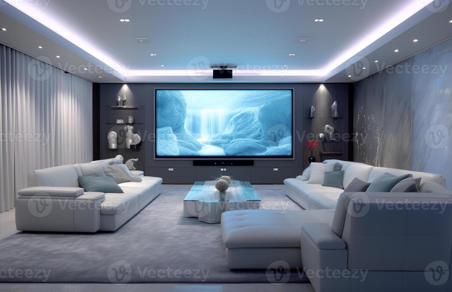 Home theater in modern style with photo