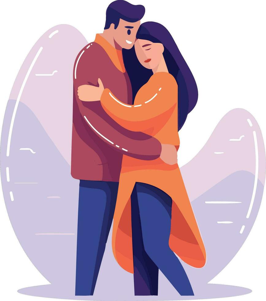 mano dibujado Pareja abrazando en plano estilo vector