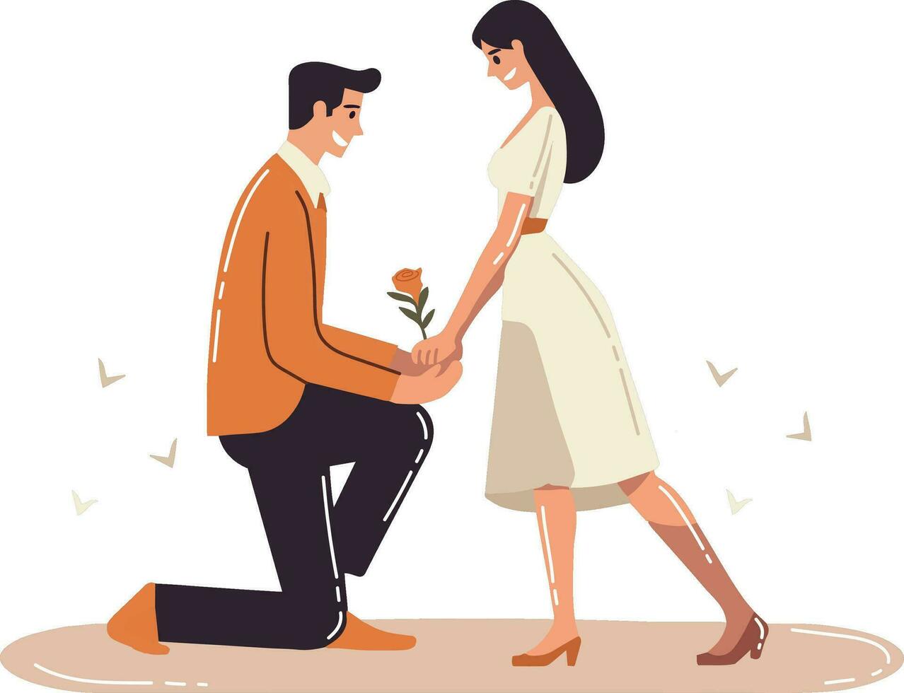 Hand Drawn man proposes to woman in flat style vector