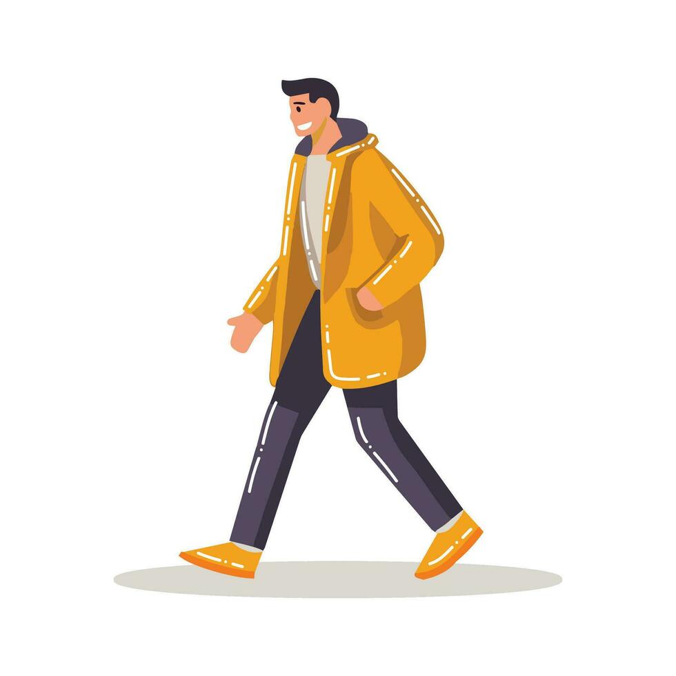 mano dibujado hombre caminando en plano estilo vector