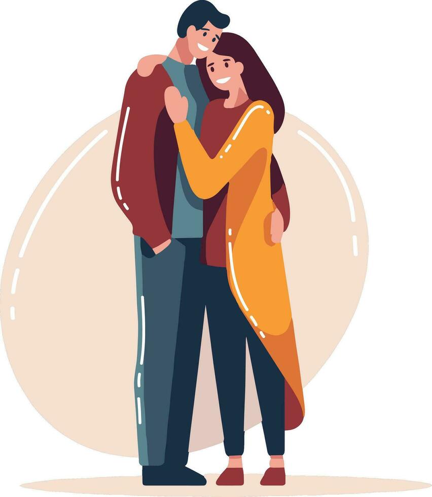 mano dibujado Pareja abrazando en plano estilo vector