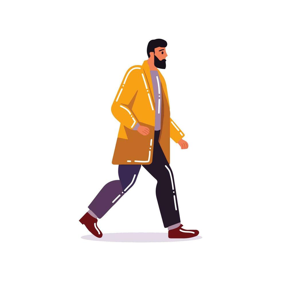 Hand Drawn man walking in flat style vector