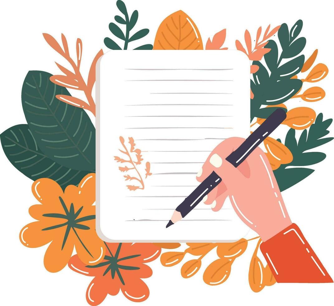 Hand Drawn notebook with flowers in flat style vector
