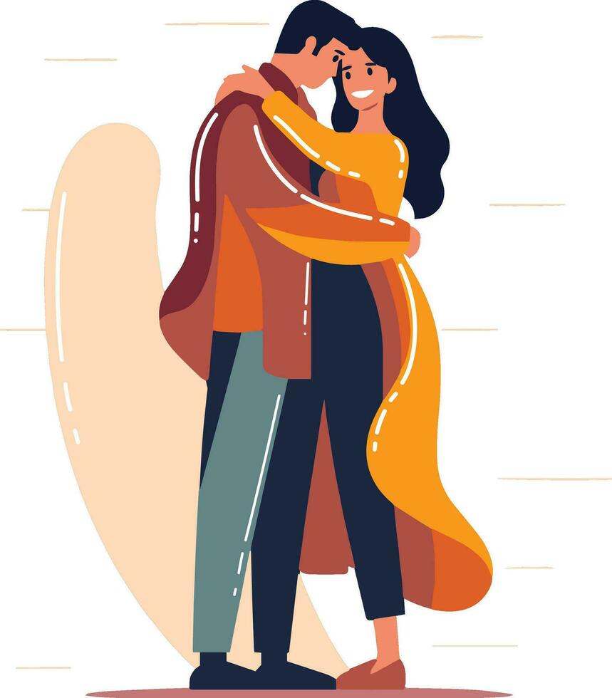 Hand Drawn couple hugging in flat style vector