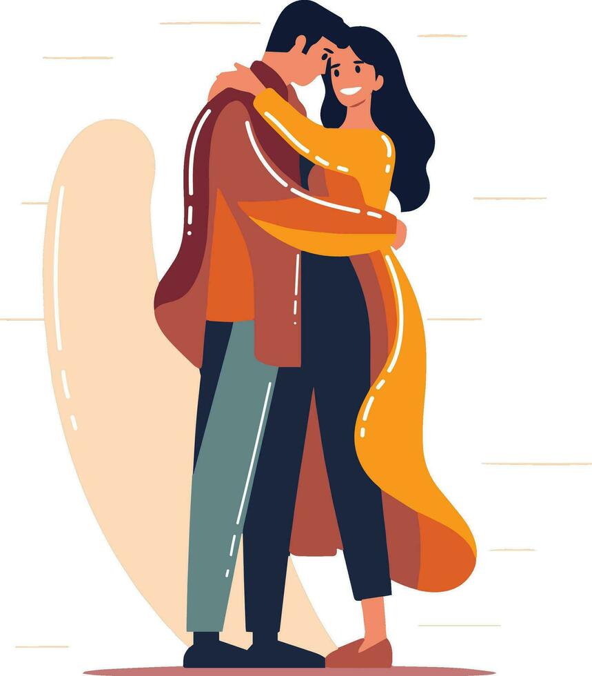 mano dibujado Pareja abrazando en plano estilo vector