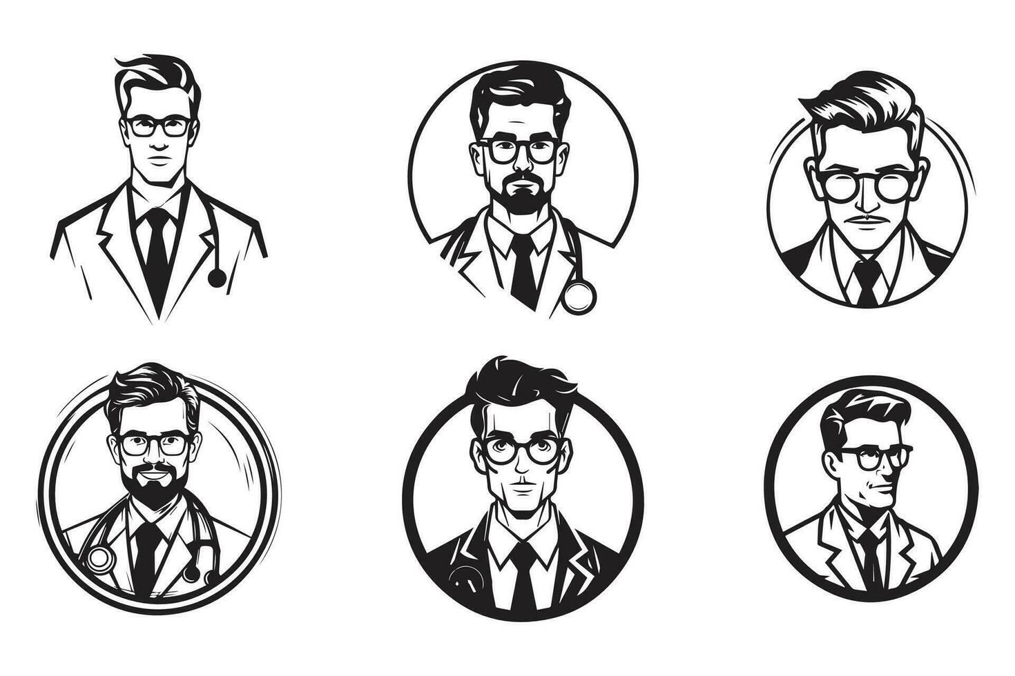 Hand Drawn vintage doctor logo in flat style vector