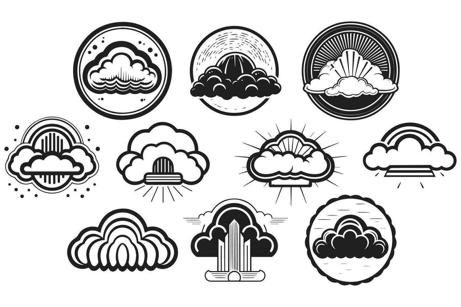Hand Drawn vintage cloud logo in flat style vector