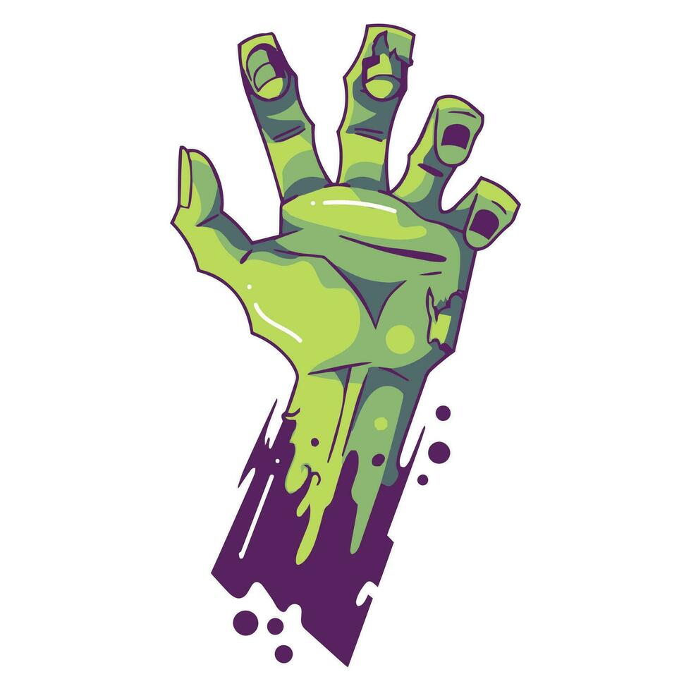 mano dibujado zombi mano en plano estilo vector