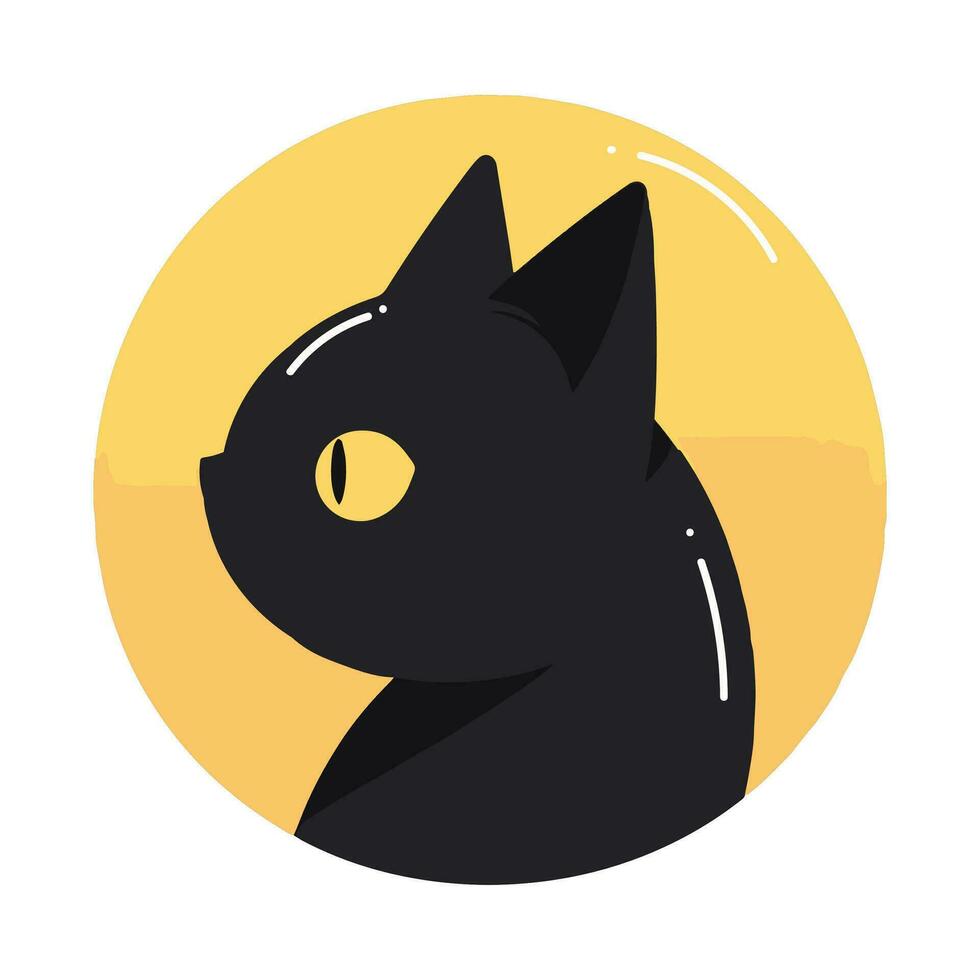 mano dibujado linda negro gato en plano estilo vector