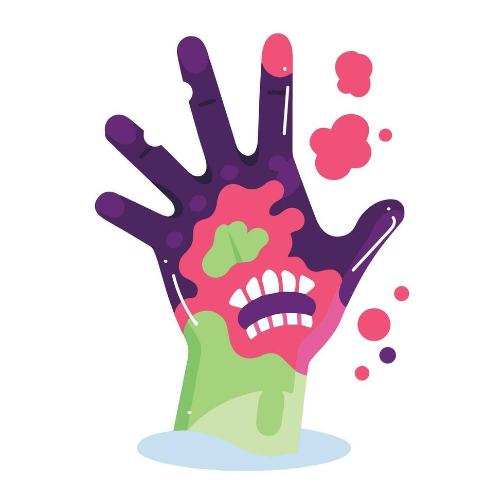 mano dibujado zombi mano en plano estilo vector