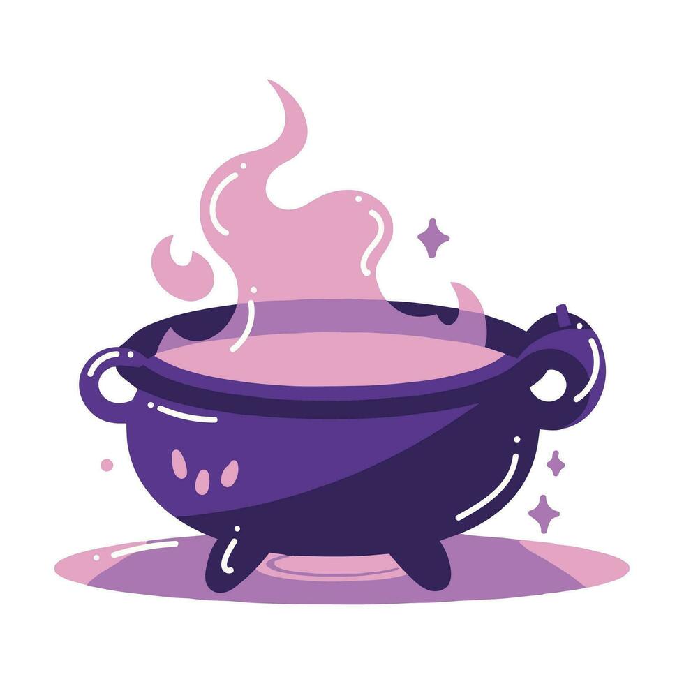 Hand Drawn cute Witch Cauldron in flat style vector