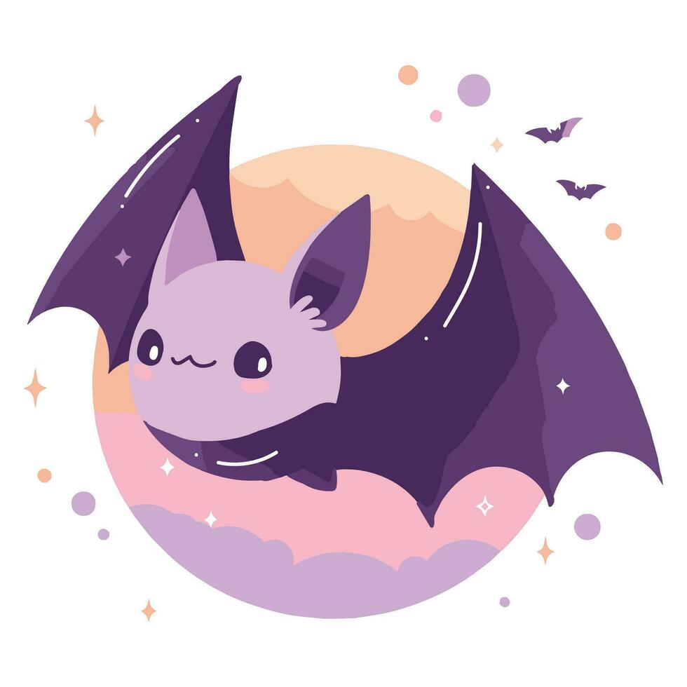 Hand Drawn cute bat in flat style vector