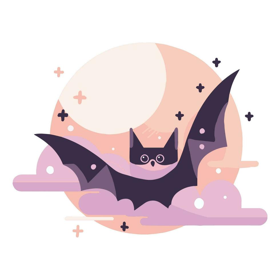 Hand Drawn cute bat in flat style vector