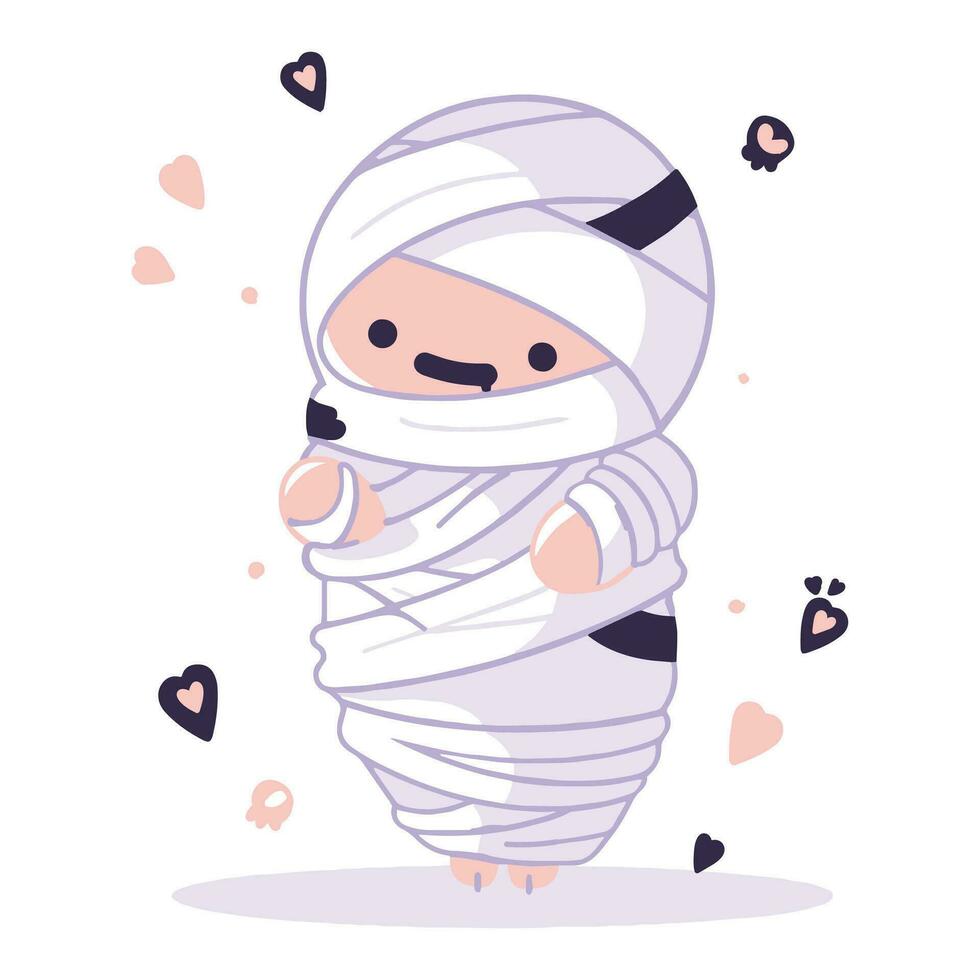 Hand Drawn cute mummy in flat style vector