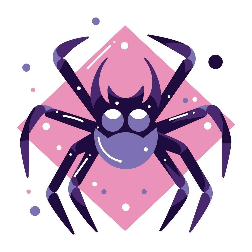 mano dibujado linda araña en plano estilo vector