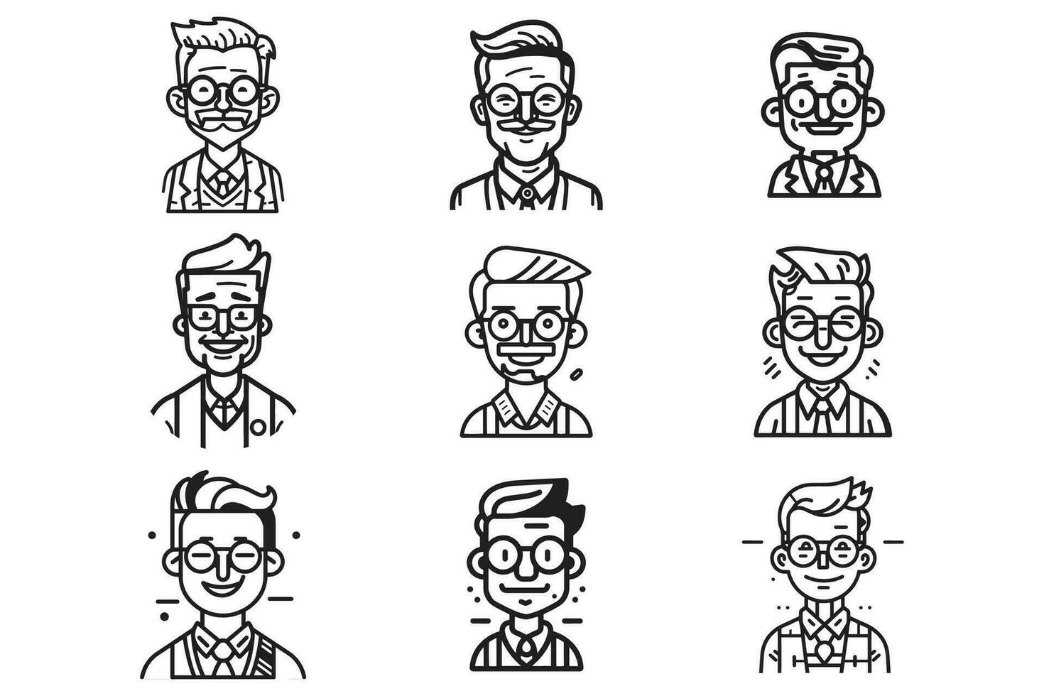 Hand Drawn male character logo in flat style vector