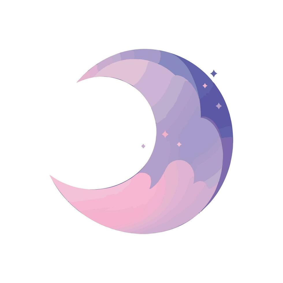 Hand Drawn crescent moon in flat style vector