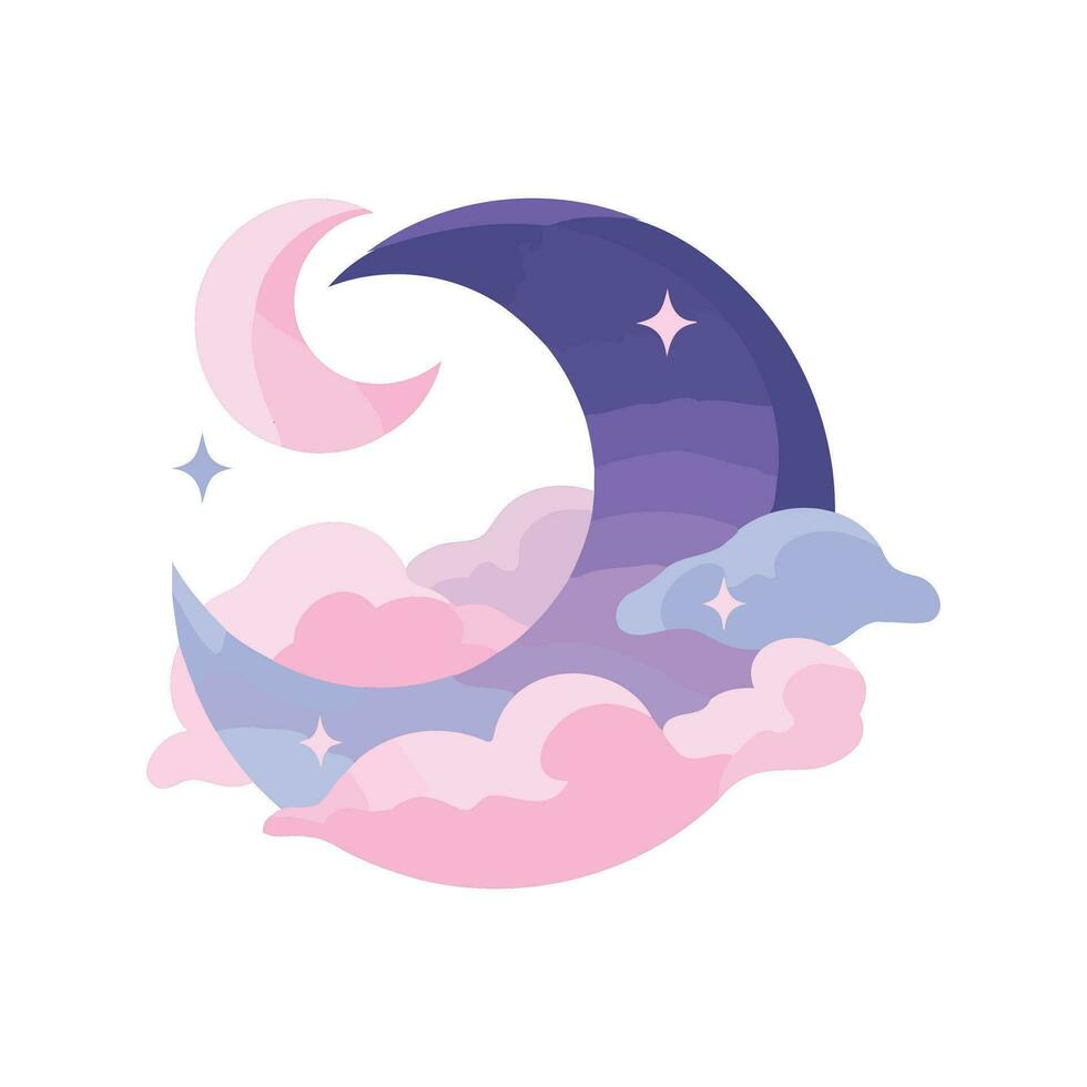 Hand Drawn crescent moon in flat style vector