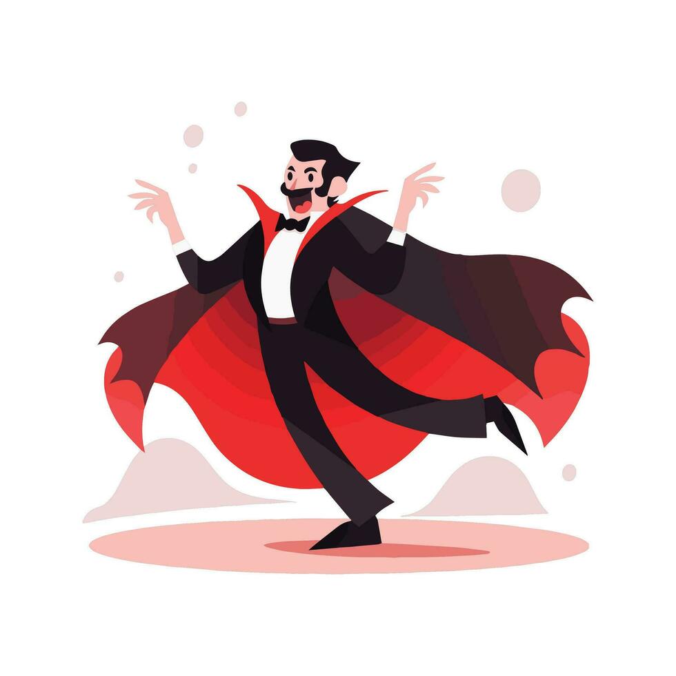 Hand Drawn halloween cute vampire in flat style vector