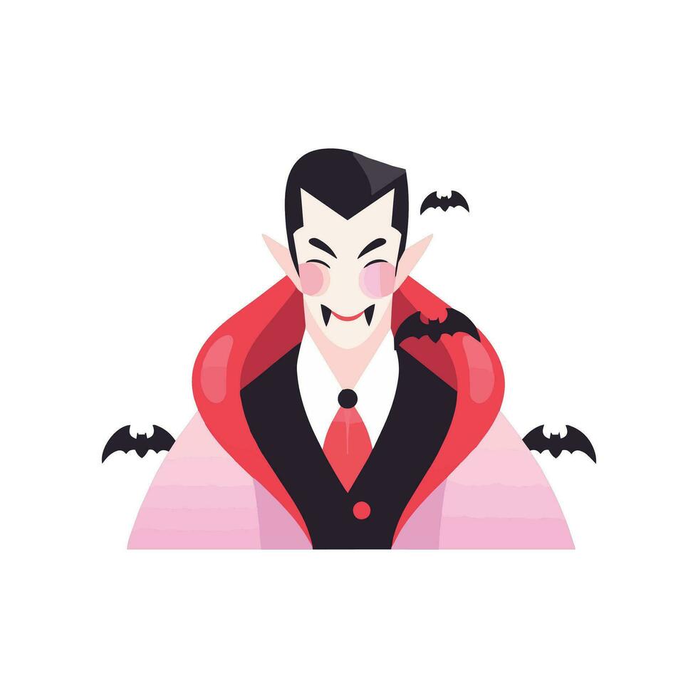 Hand Drawn halloween cute vampire in flat style vector