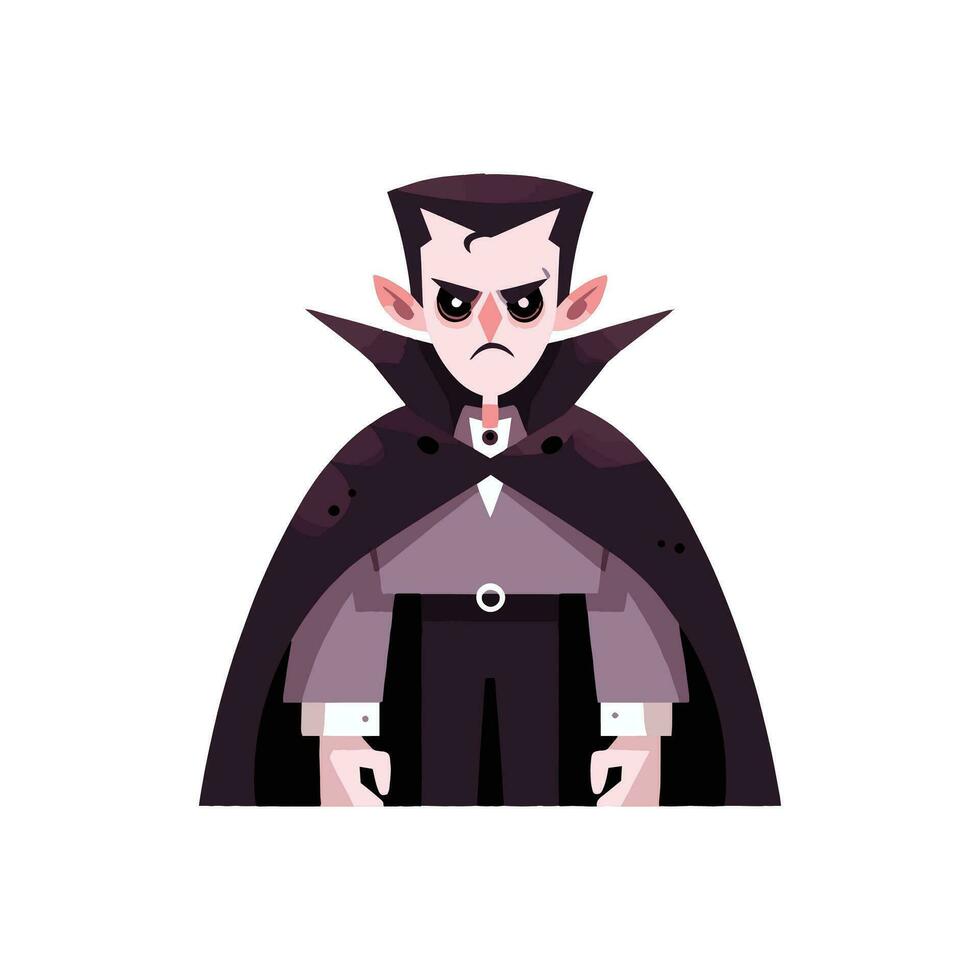 mano dibujado Víspera de Todos los Santos linda vampiro en plano estilo vector