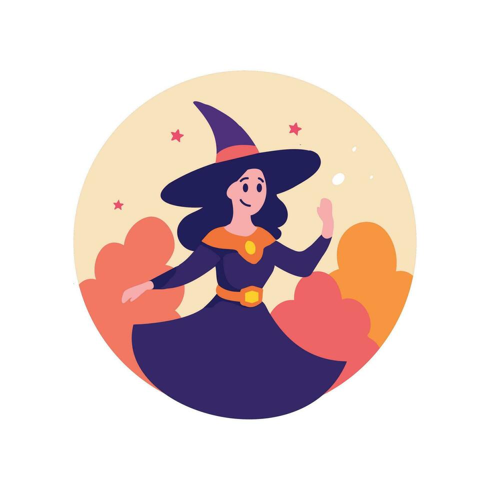 Hand Drawn Halloween cute witch in flat style vector