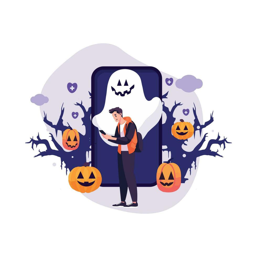 Hand Drawn halloween banner in flat style vector