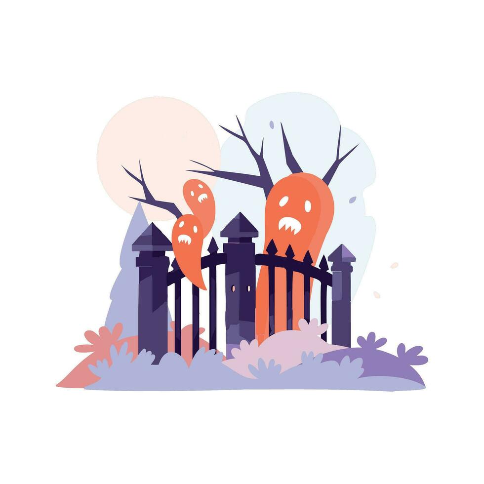 Hand Drawn Halloween castle fence in flat style vector