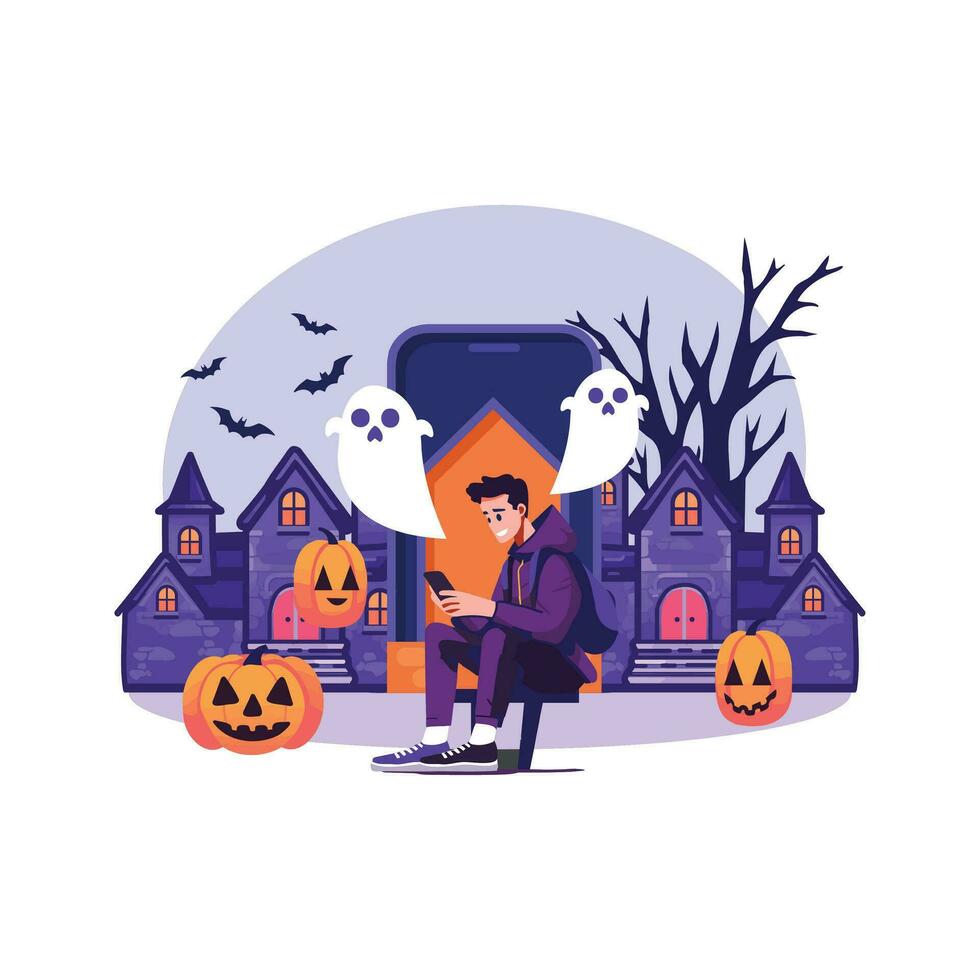 Hand Drawn halloween banner in flat style vector