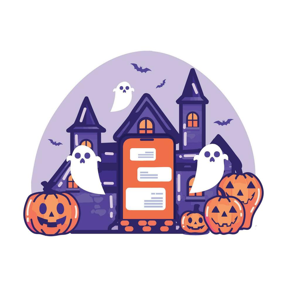 Hand Drawn halloween banner in flat style vector