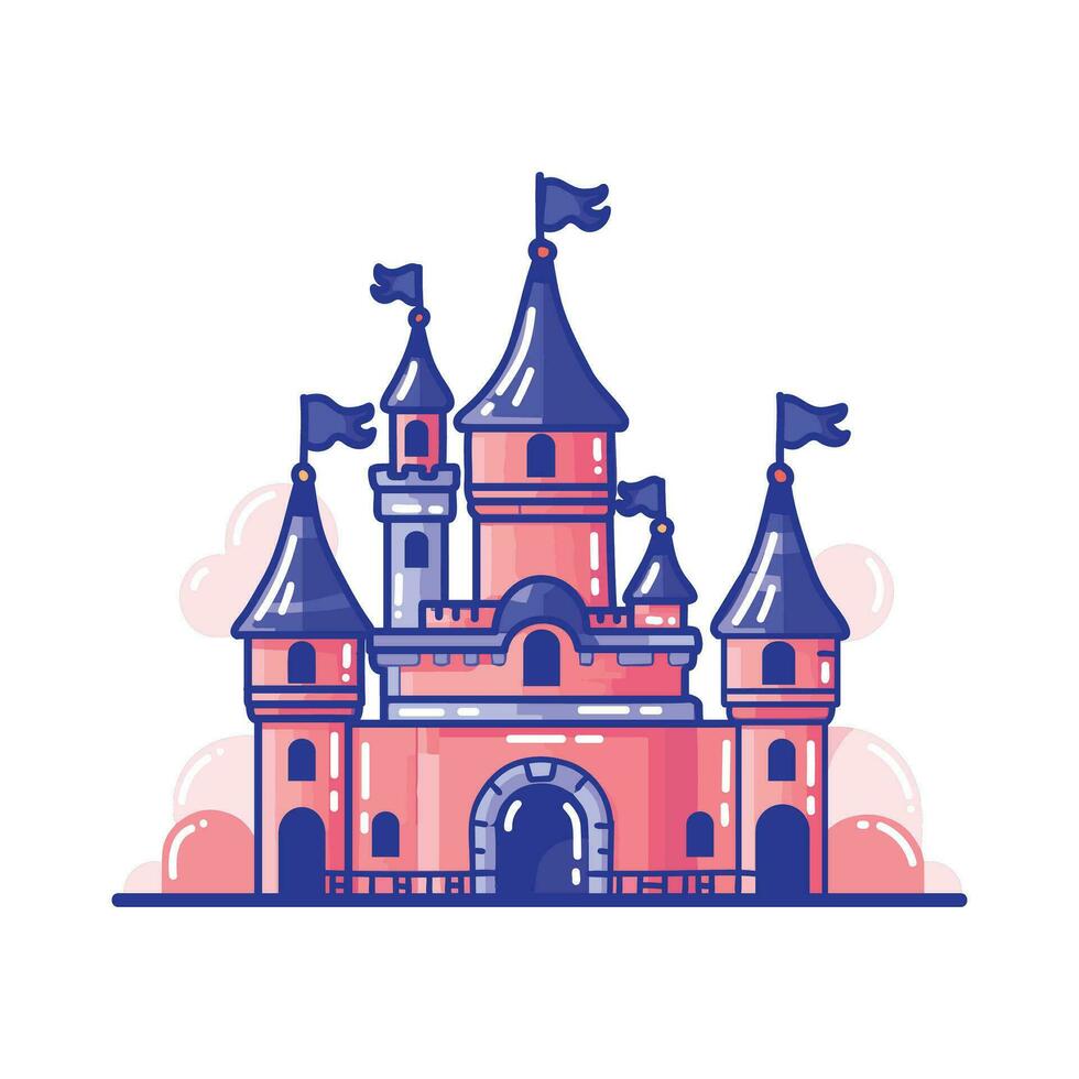 Hand Drawn halloween castle in flat style vector