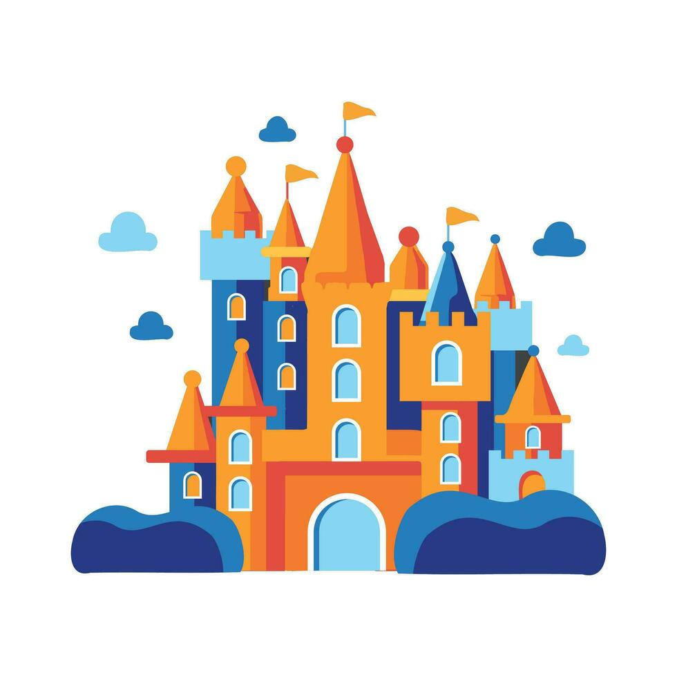 mano dibujado Víspera de Todos los Santos castillo en plano estilo vector