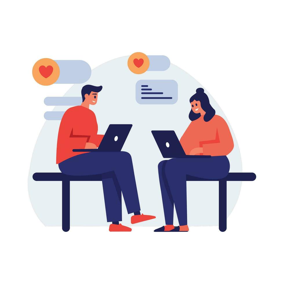 Hand Drawn group of business people sitting and working in flat style vector