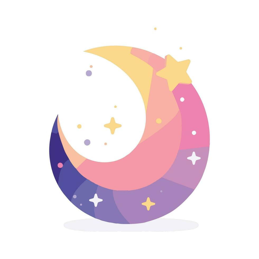 Hand Drawn crescent moon in flat style vector